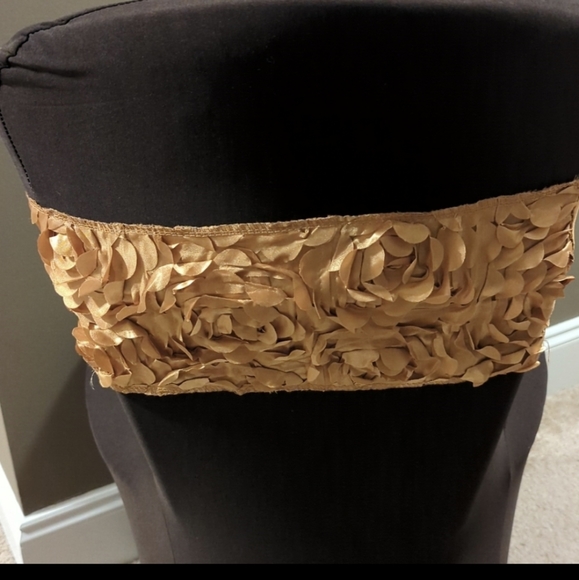 Polyester Stretch Spandex Banquet Chair Covers Chocolate Brown with Golden Sash - Picture 2 of 4